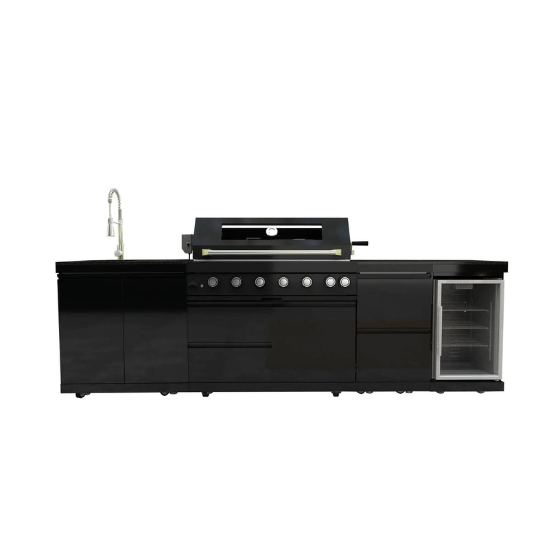 115" 6-Burner 85,000 Black Outdoor Kitchen Island Grill Rotisserie kit by Chery Industrial