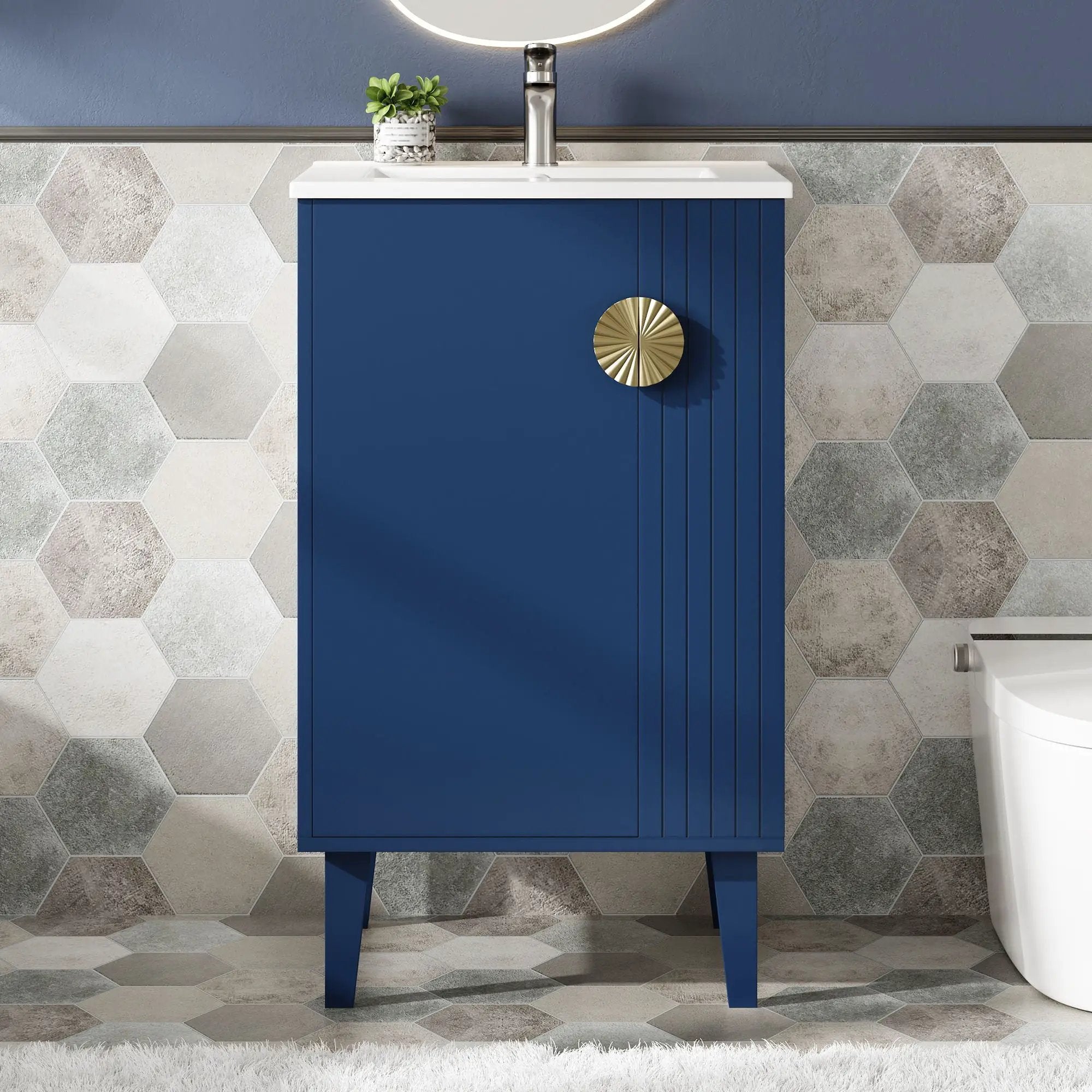 Bathroom Vanity With Sink, Soft-Close Door, Half-Moon Pulls by Unique Piece Furniture