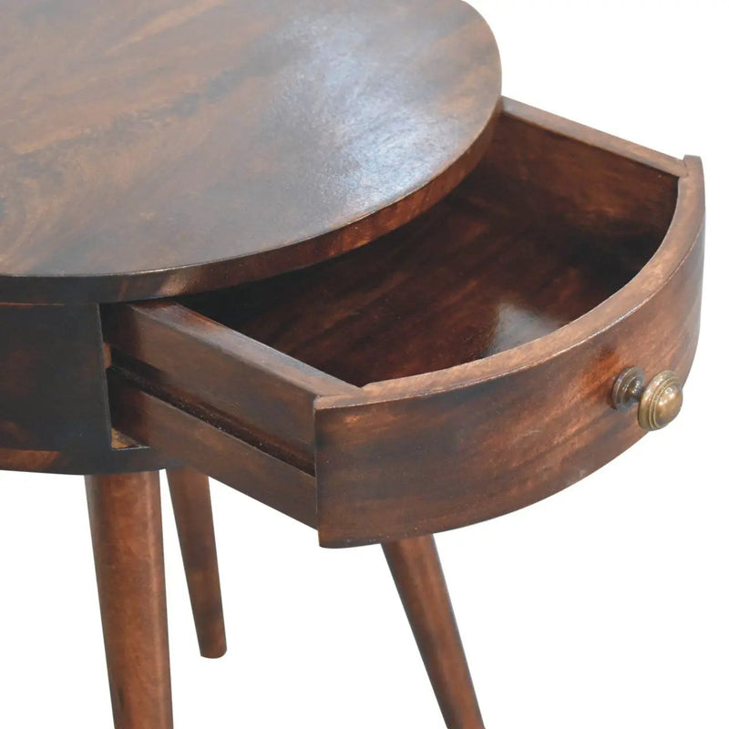 Circular Shaped Bedside Table - Walnut by HouseOfZazla