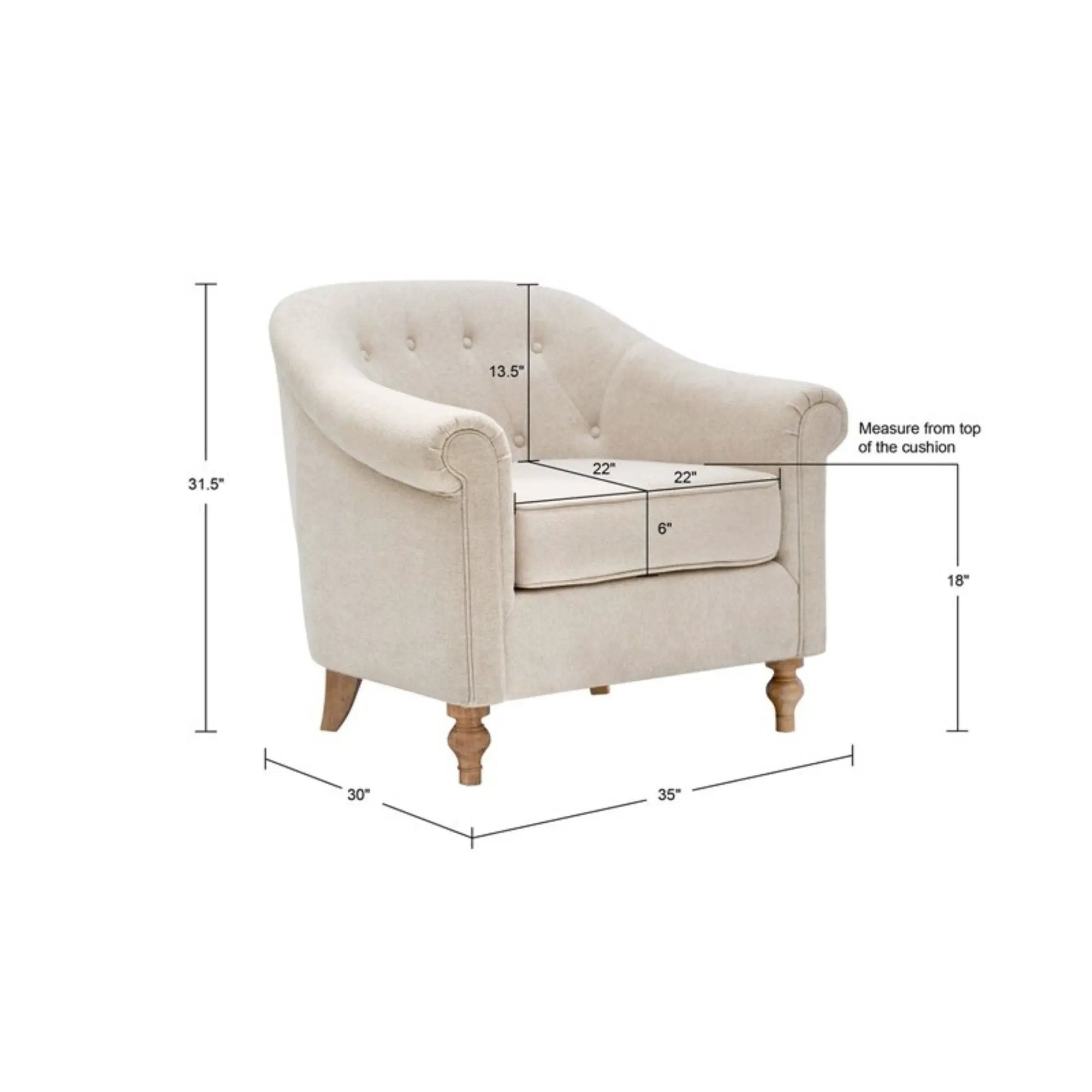 Fayette - Tufted Accent Arm Chair - Cream by Unique Piece Furniture