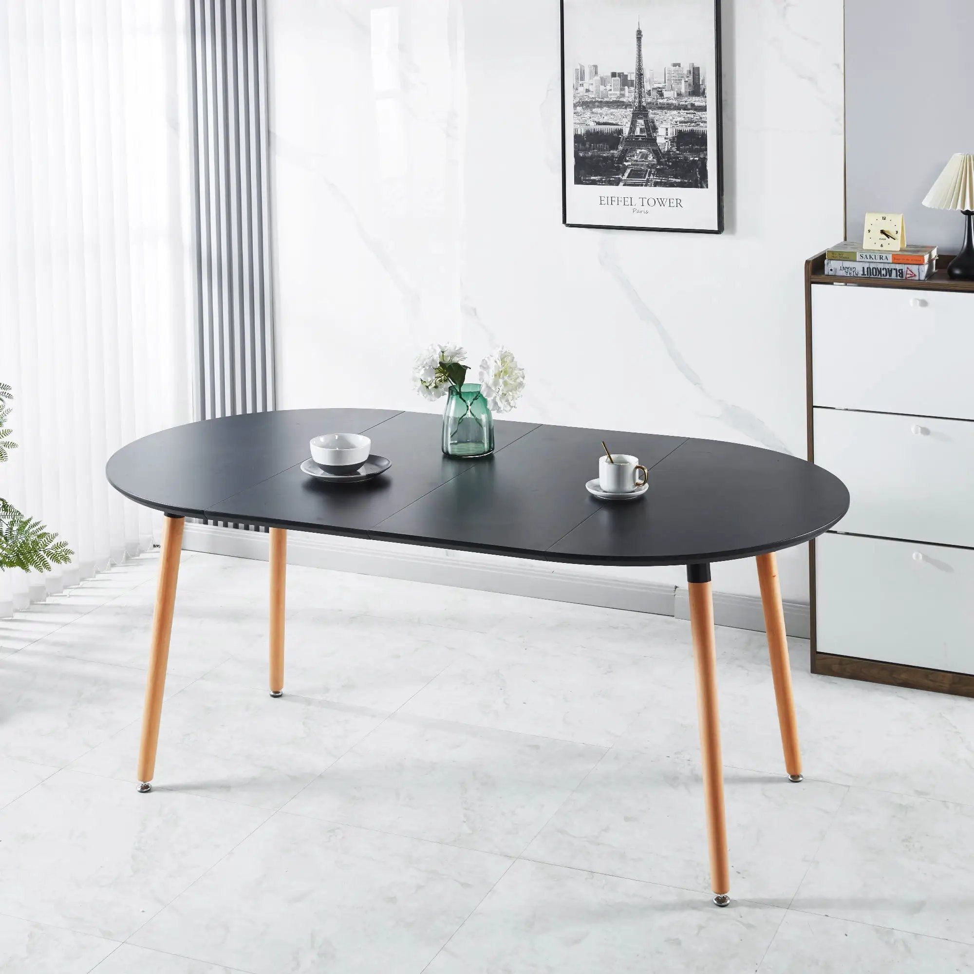 Extensible Dining and Office Table with Wood Legs by HouseOfZazla