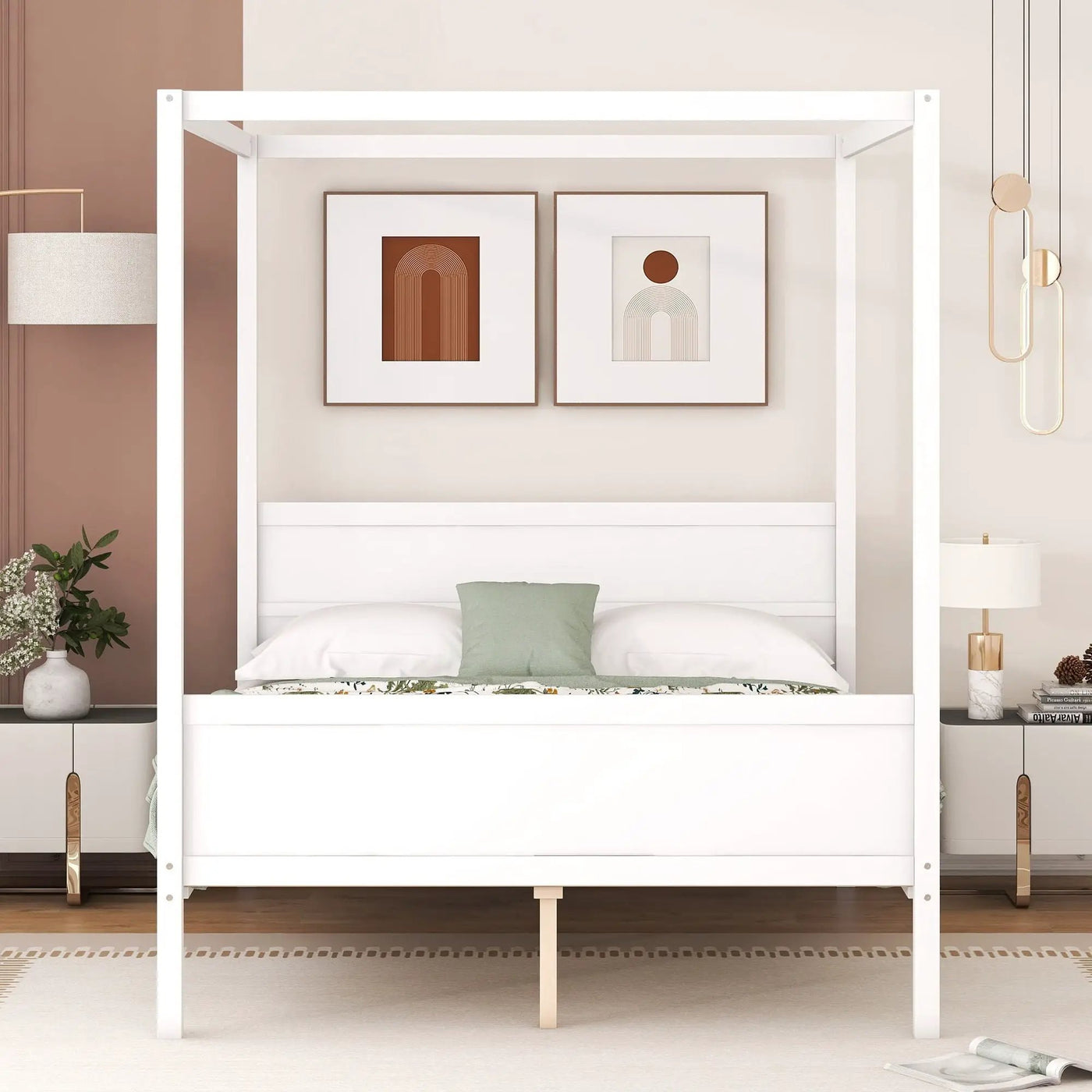 Canopy Platform Bed With Headboard And Footboard, Slat Support Leg by HouseOfZazla