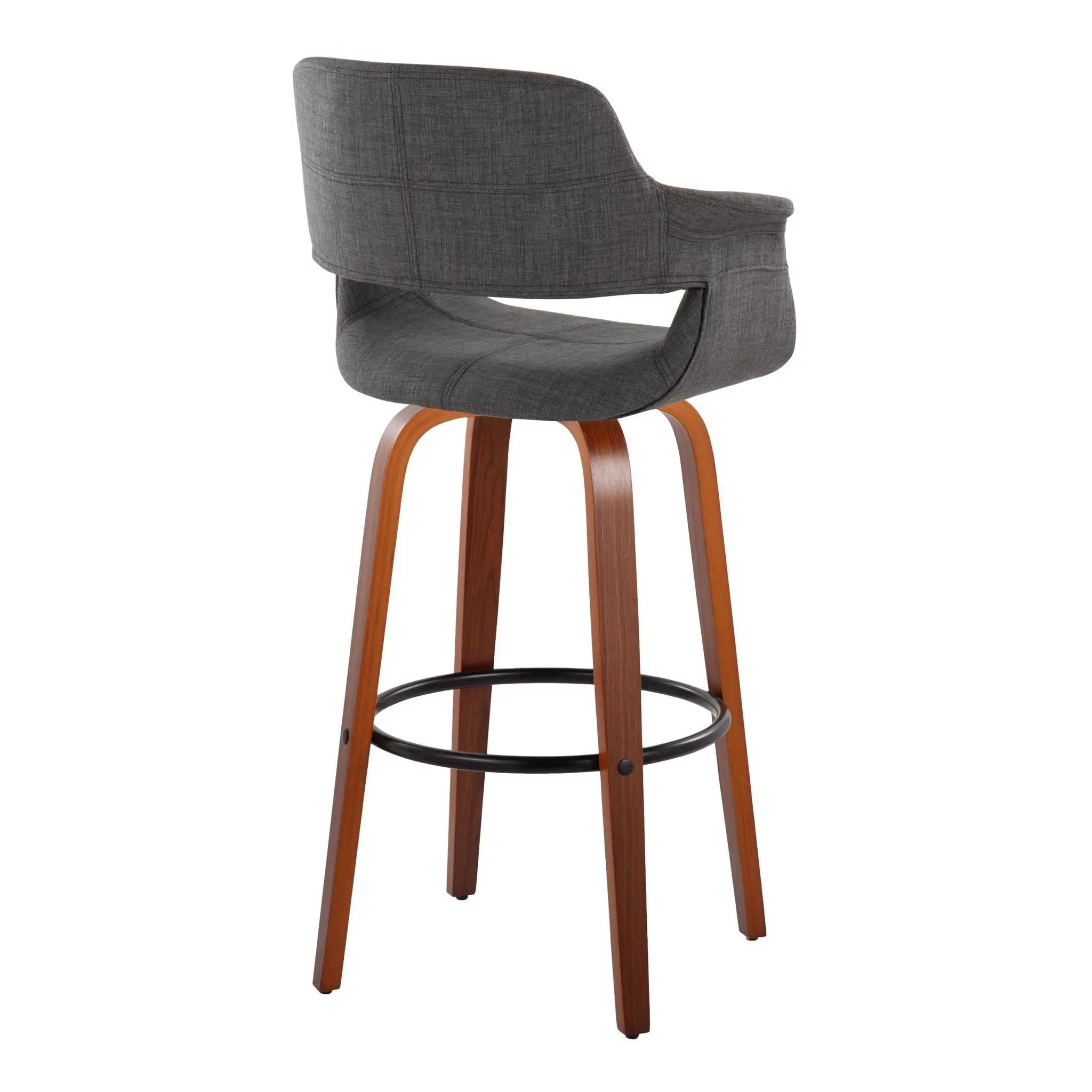 Vintage Flair - Mid Century Modern Fixed Height Barstool With Swivel With Round Footrest (Set of 2) by Unique Piece Furniture