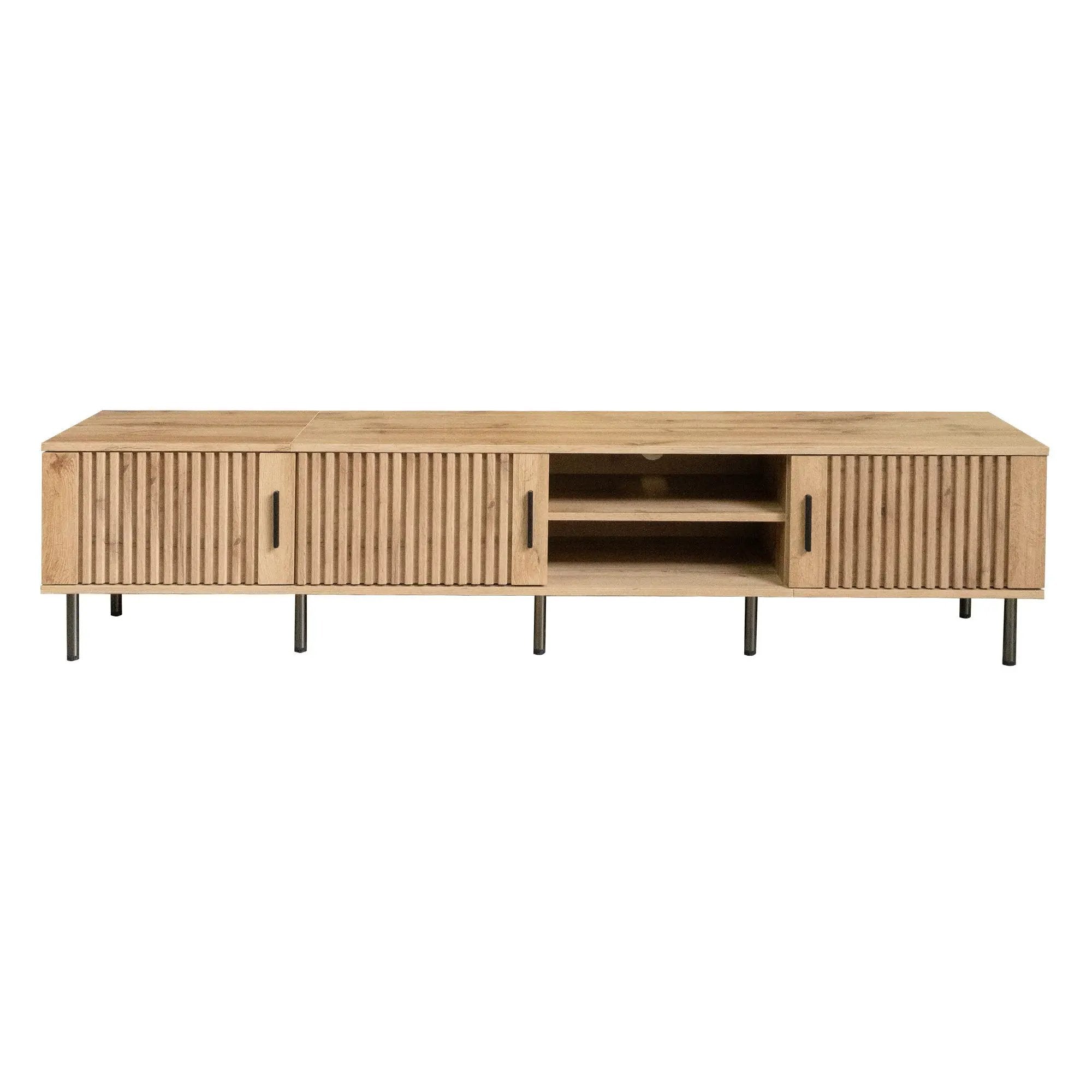 78" TV Stand For TVs Up To 85" With Closed Storage, Living Room Entertainment Center - Natural Wood by HouseOfZazla