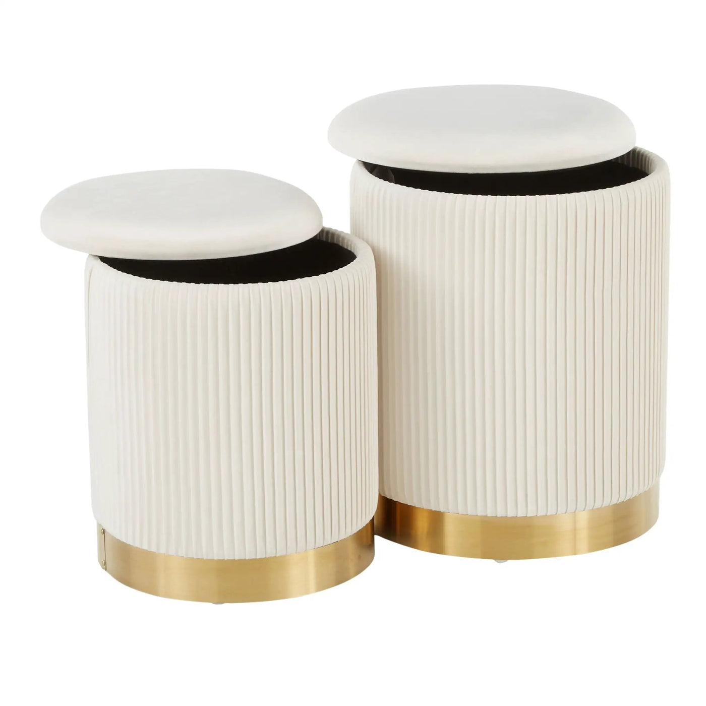 Marla - Contemporary Nesting Pleated Ottoman Set by HouseOfZazla