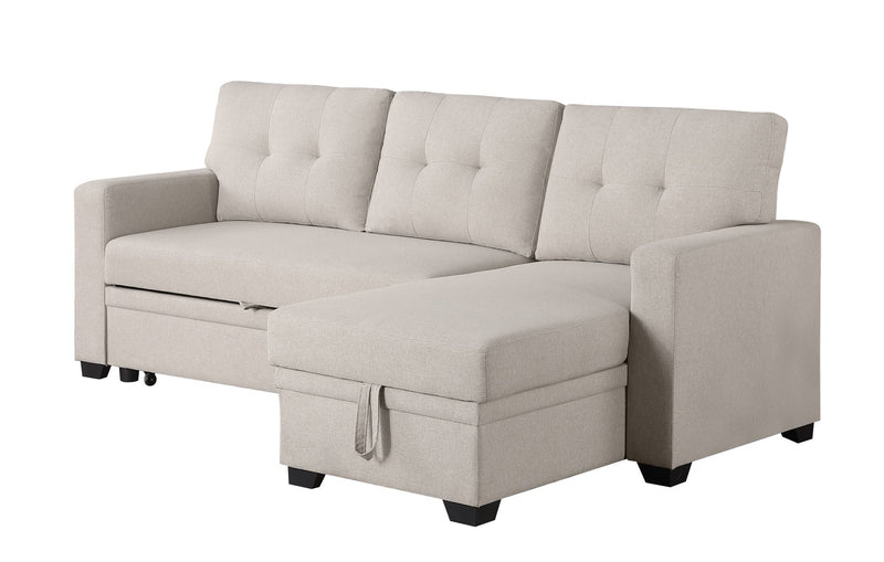 Upholstered Pull Out Sectional Sofa With Chaise by HouseOfZazla
