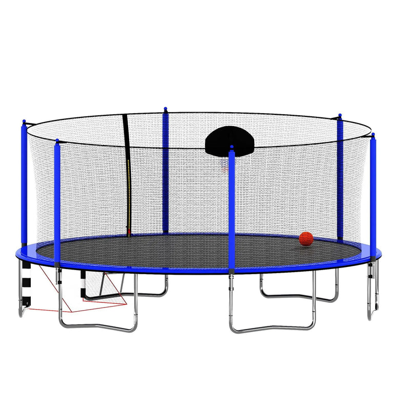 16Ft Trampoline With Basketball Hoop Pump And Ladder (Inner Safety Enclosure) With Soccer Goal by HouseOfZazla