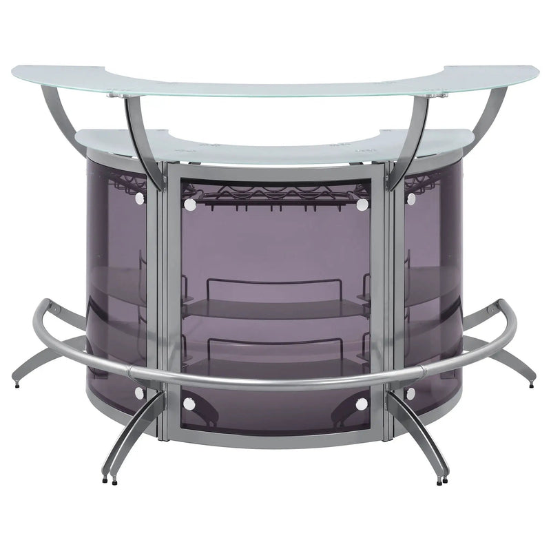 Dallas 3-piece Curved Freestanding Home Bar Cabinet Silver by Unique Piece Furniture