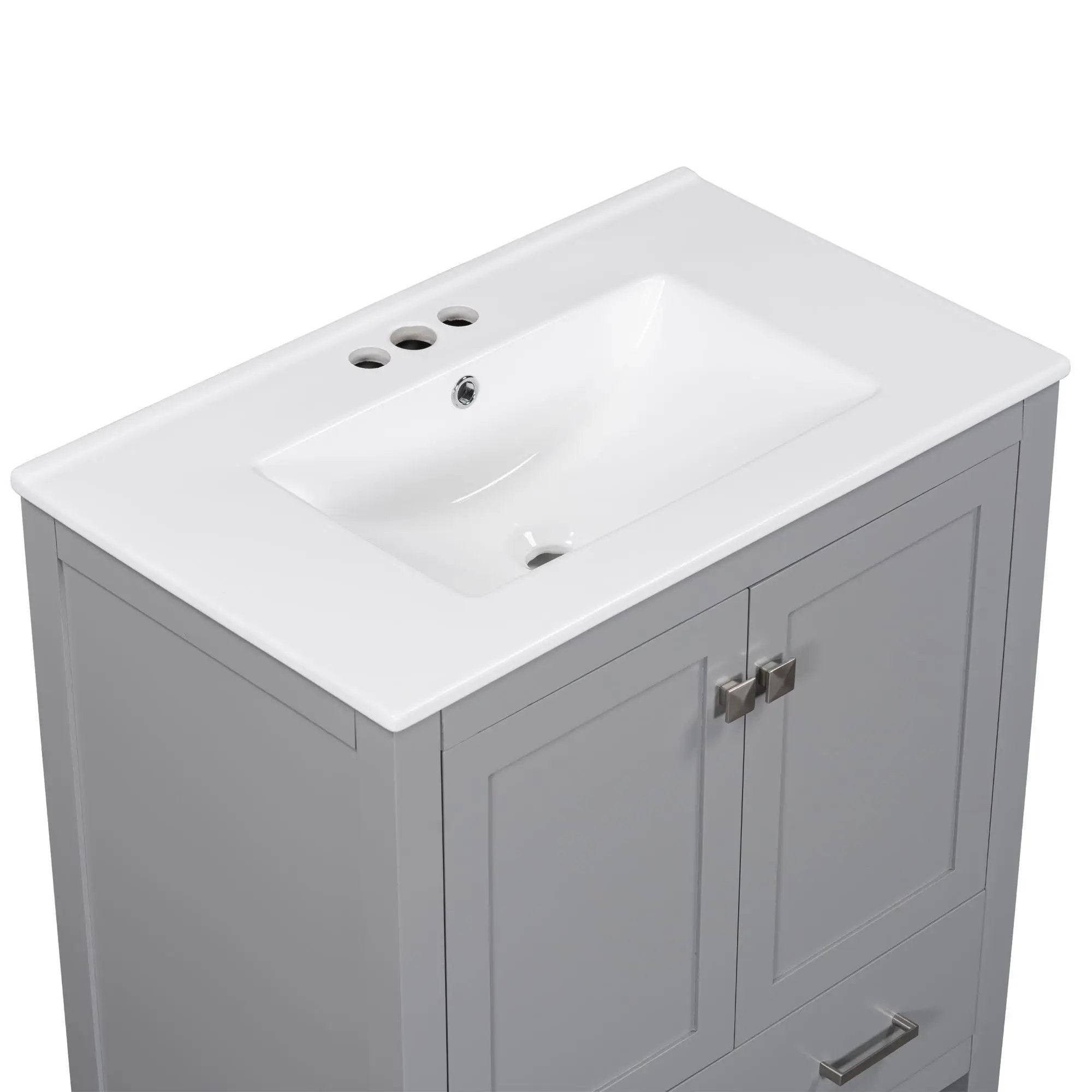 Bathroom Vanity With Single Sink, Combo Cabinet Undermount Sink, Bathroom Storage Cabinet With Two Doors And A Drawer, Soft Closing, Multifunctional Storage, Solid Wood Frame by HouseOfZazla