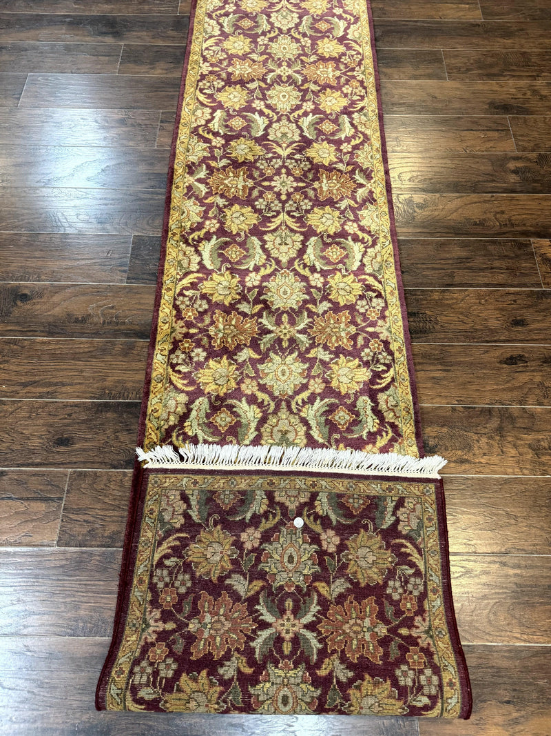 Indian Agra Runner Rug 2.6 x 17.5, Long Runner Rug for Hallway, Floral Handmade by Jewel Rugs