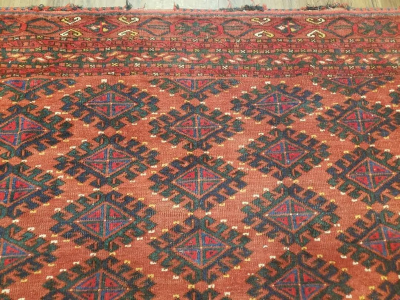 Antique Turkoman Rug 3'4" x 5', Collecticble Yamud Oriental Rug, Seat Pillow Cushion Cover, Tribal Mat, Wool Red Hand-Knotted Mafresh Carpet by Jewel Rugs