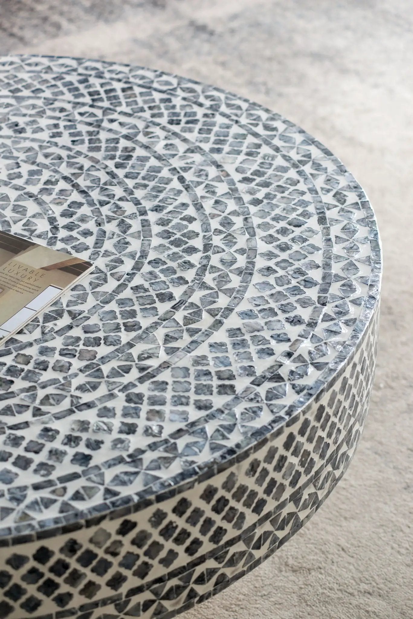 Unique Capiz Coffee Table & Pedestal Base by Unique Piece Furniture