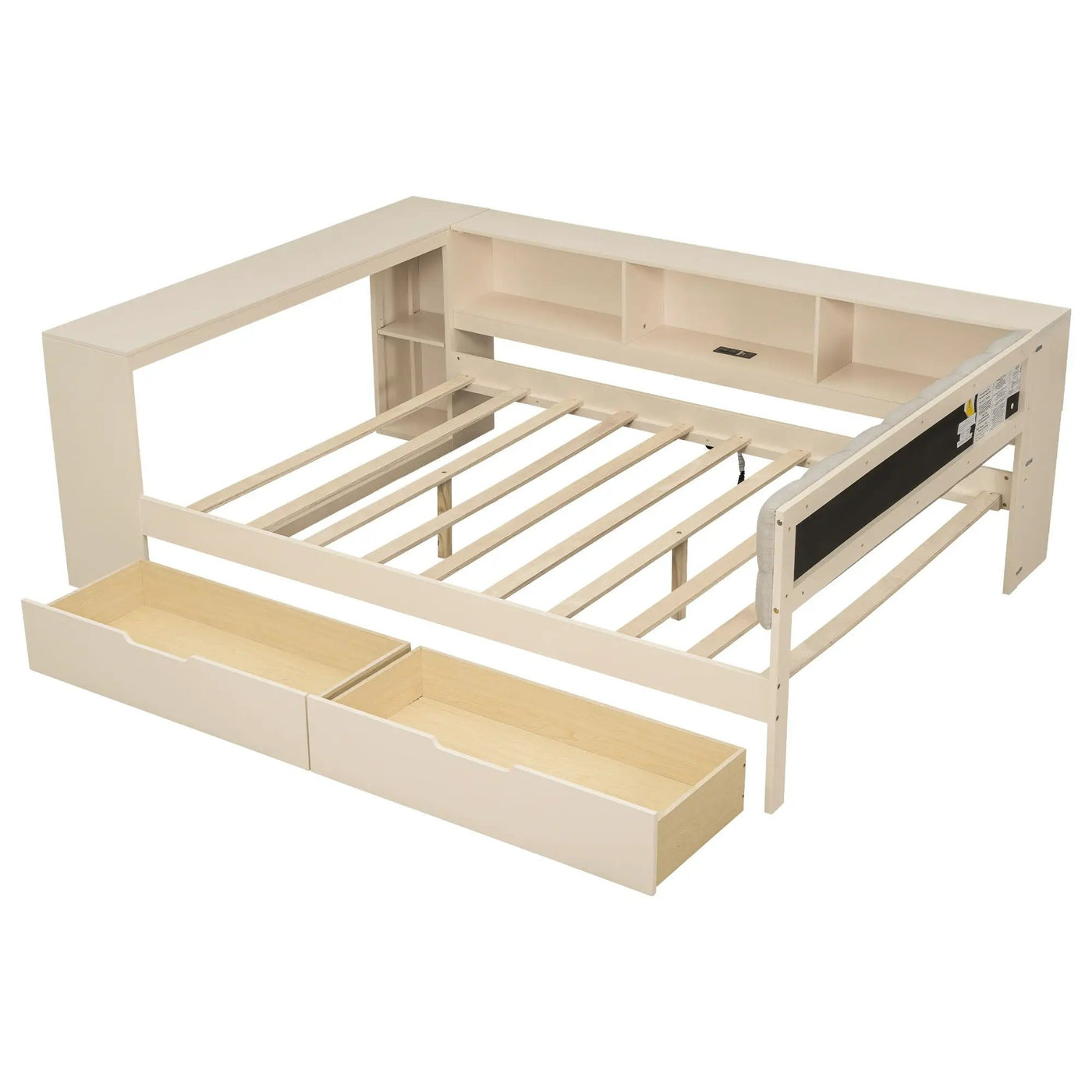 Upholstered Headboard Platform Bed With Storage Shelves, Drawers, Charging Station by Unique Piece Furniture