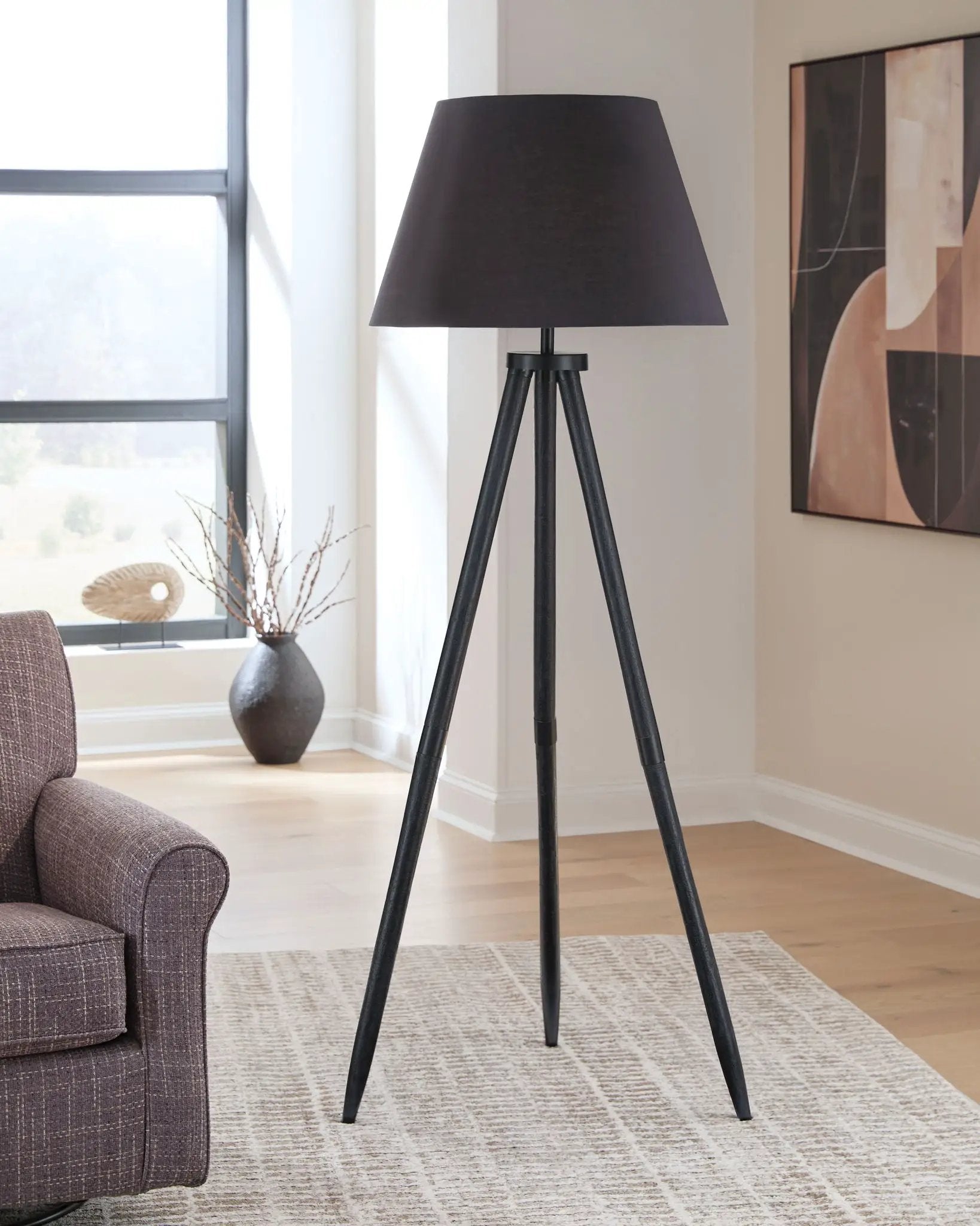 Orhan - Wood Floor Lamp - Black by Unique Piece Furniture