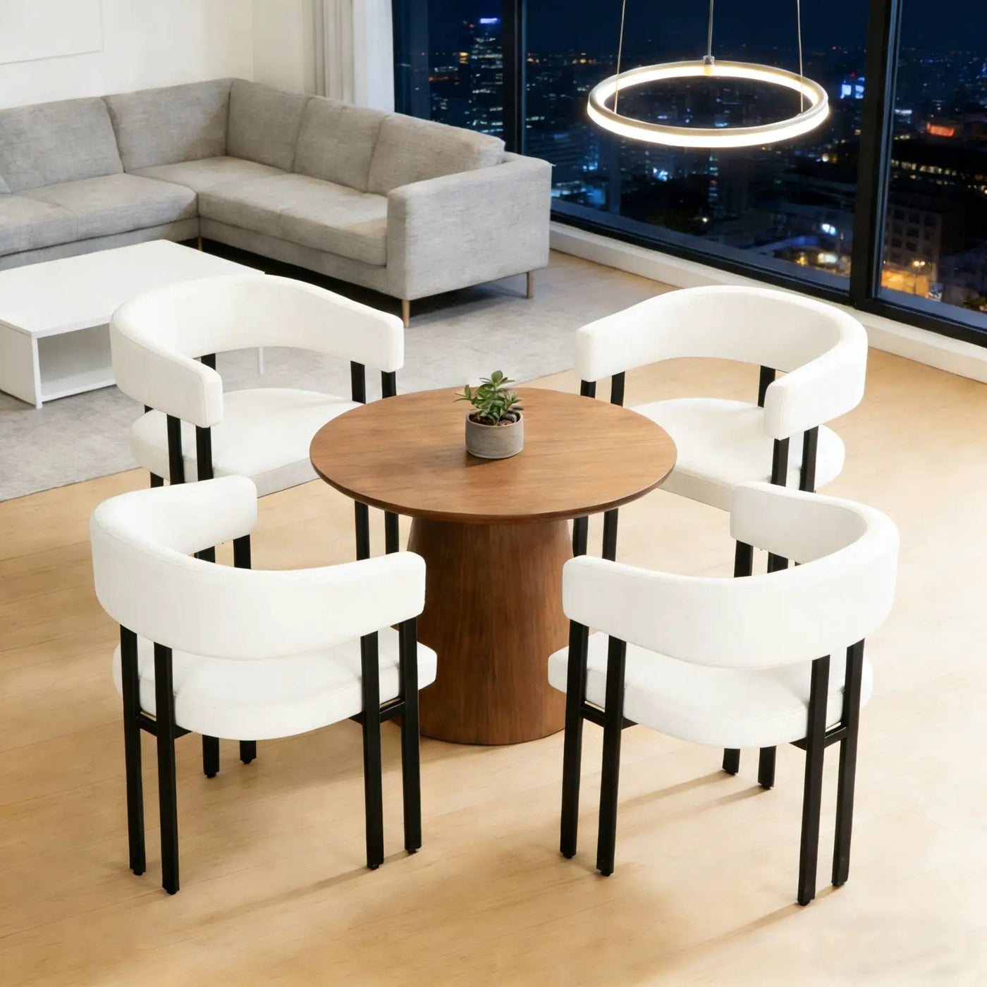 Modern Dining Upholstered Barrel Chair With Curved Back And Armrests by HouseOfZazla