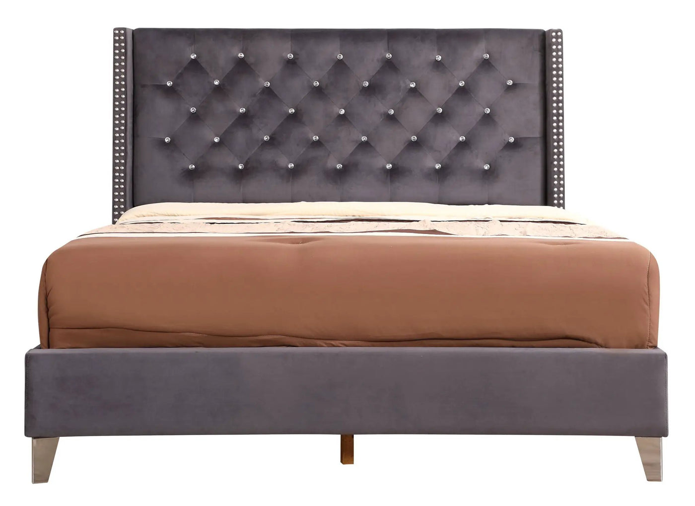 Upholstered Nailhead Trim Chic Bed by HouseOfZazla
