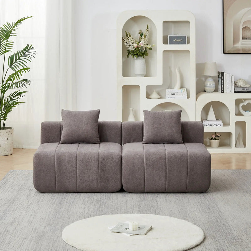 Modular Sectional Sofa With 2 Pillows, Symmetrical Design by HouseOfZazla