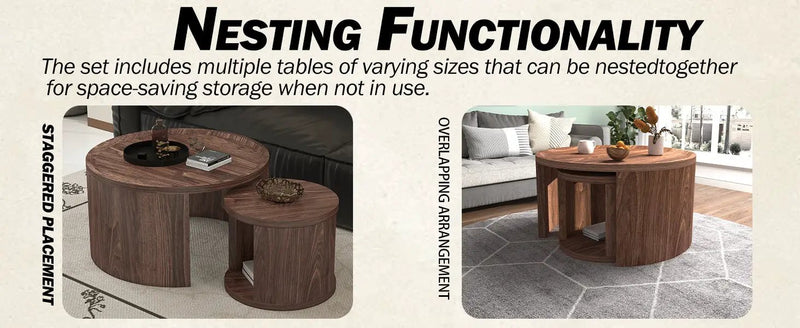 Round Nesting Coffee Table Set of 2 by HouseOfZazla
