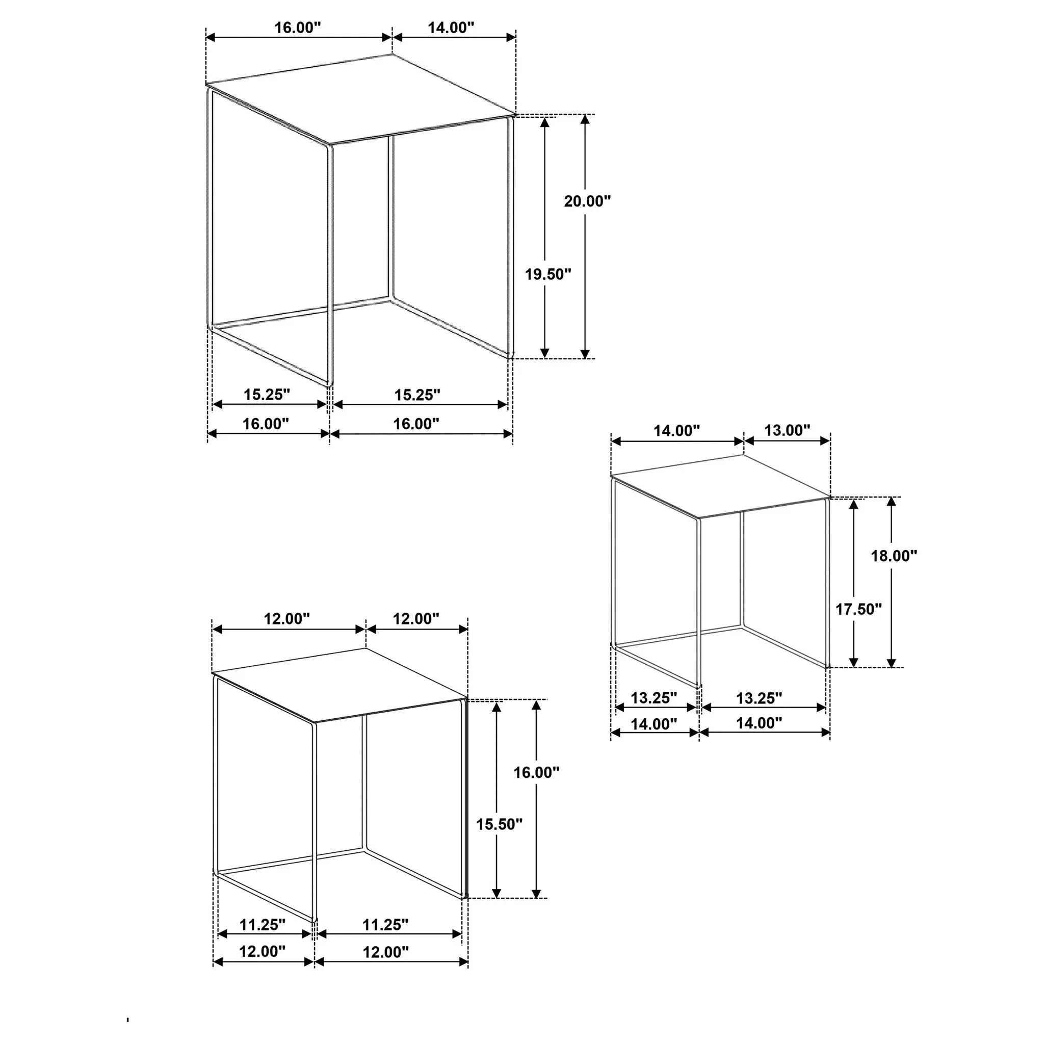 Vestal - 3 Piece Rectangular Nesting Table Set - Gray by HouseOfZazla