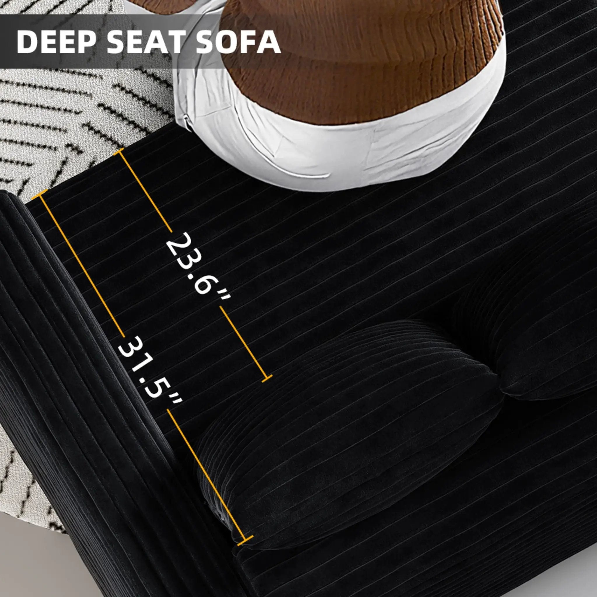 Convertible Deep Seat Sofa With Soft Pillows And Ottomans