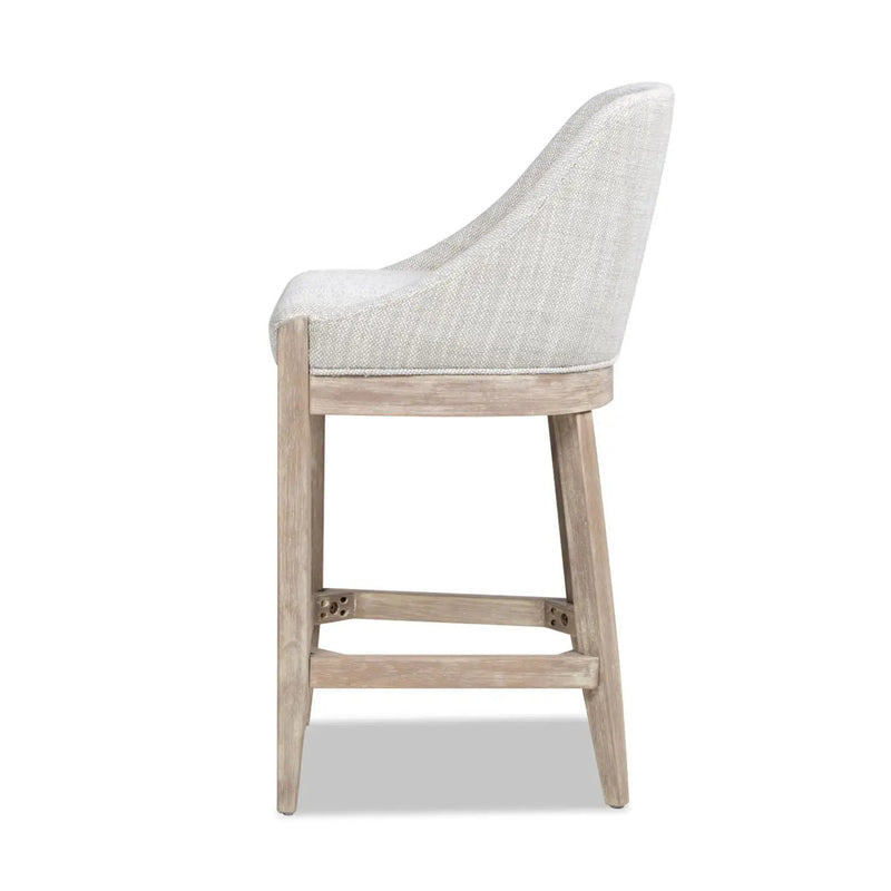 Newport - Coastal Curved Back Upholstered Counter Stool - Two Tone Neutral Gray by HouseOfZazla