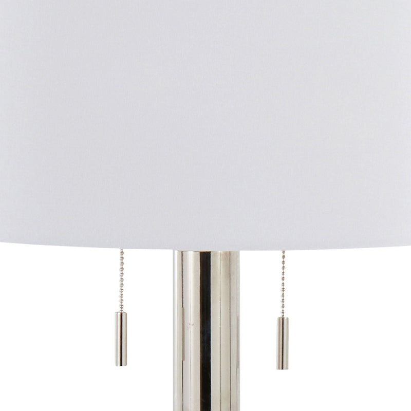 Master - 29" Contemporary Table Lamp (Set of 2) - Polished Nickel / White by HouseOfZazla