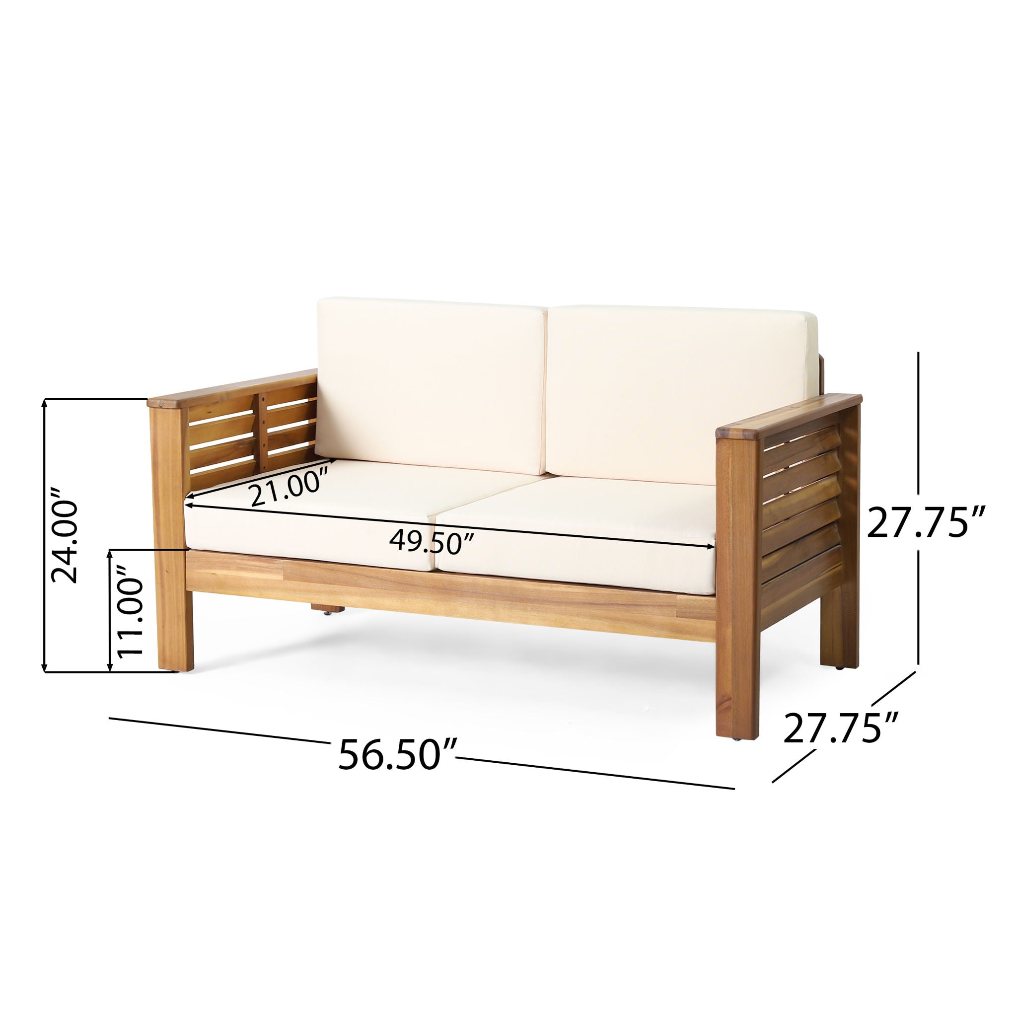 Acacia Wood Loveseat And Coffee Table Set With Cushions by HouseOfZazla