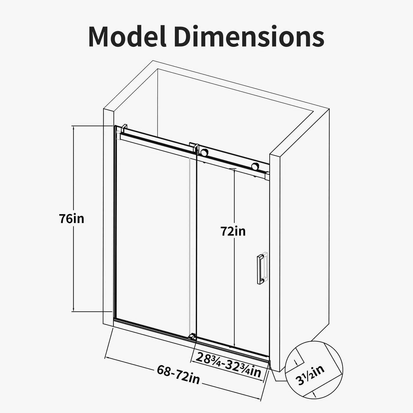 Frameless Sliding Shower Door With Soft- Close, 3 / 8" Tempered Glass by HouseOfZazla