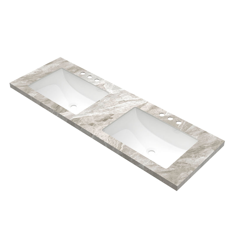 60" Elio Bathroom Undermount Ceramic Sink Vanity Top by HouseOfZazla