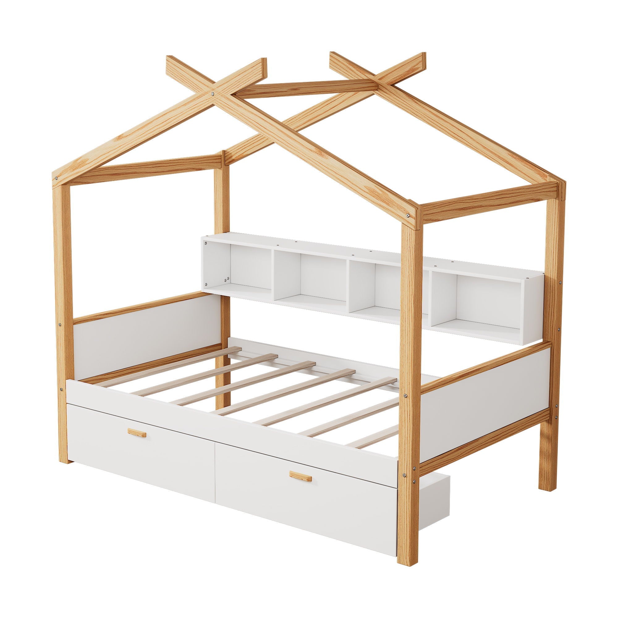 House Bed With Bookshelf Storage by HouseOfZazla