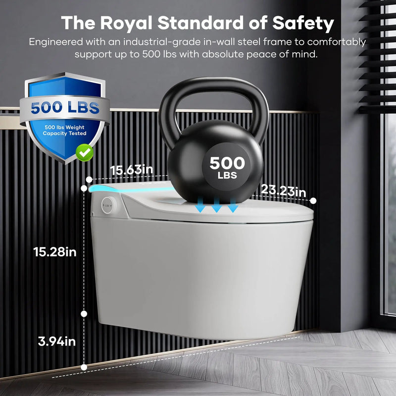 Wall-Mounted Smart Toilet with Automatic Lid Opening by HouseOfZazla