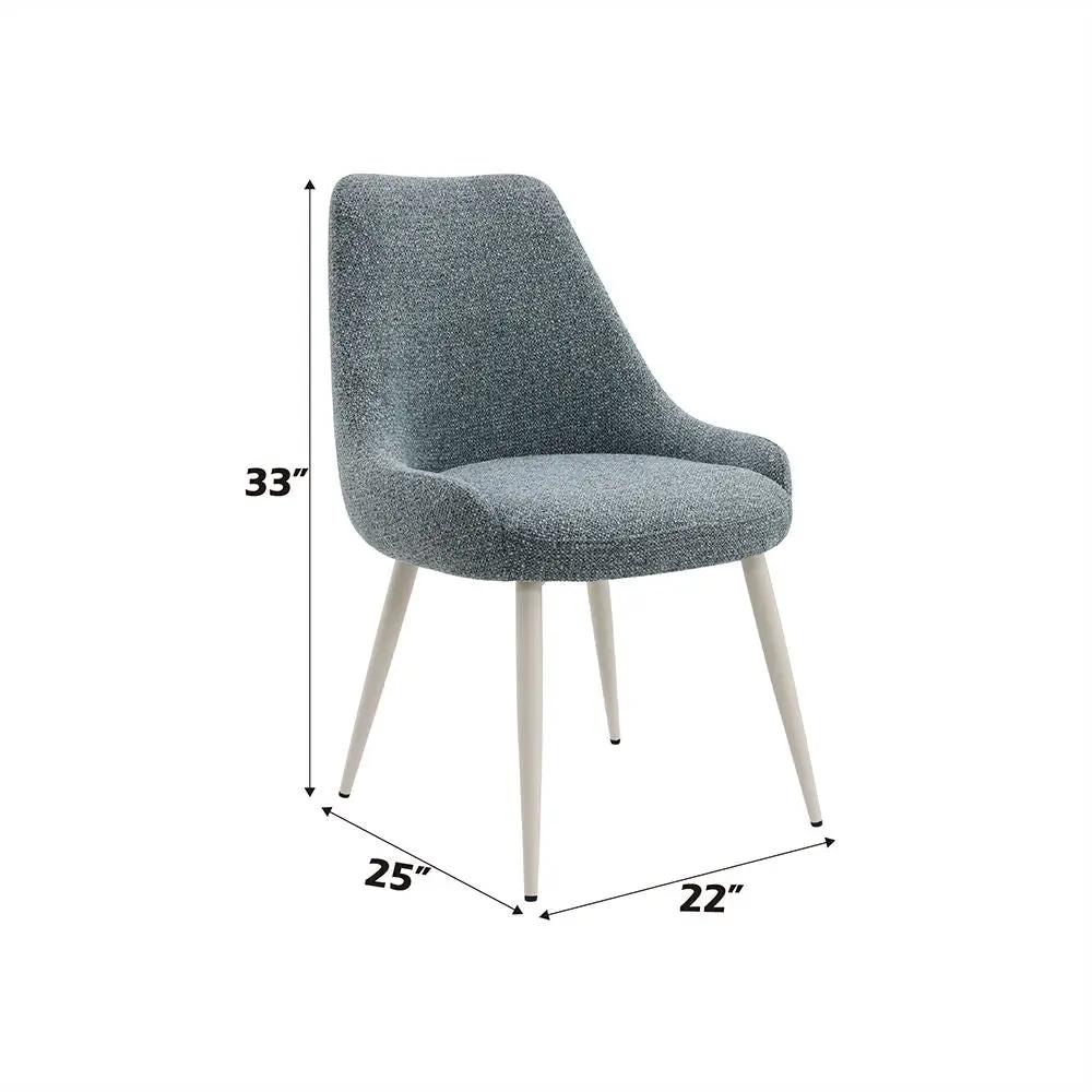 Laela - Side Chair (Set of 2) - Light Blue Boucle & White by Unique Piece Furniture