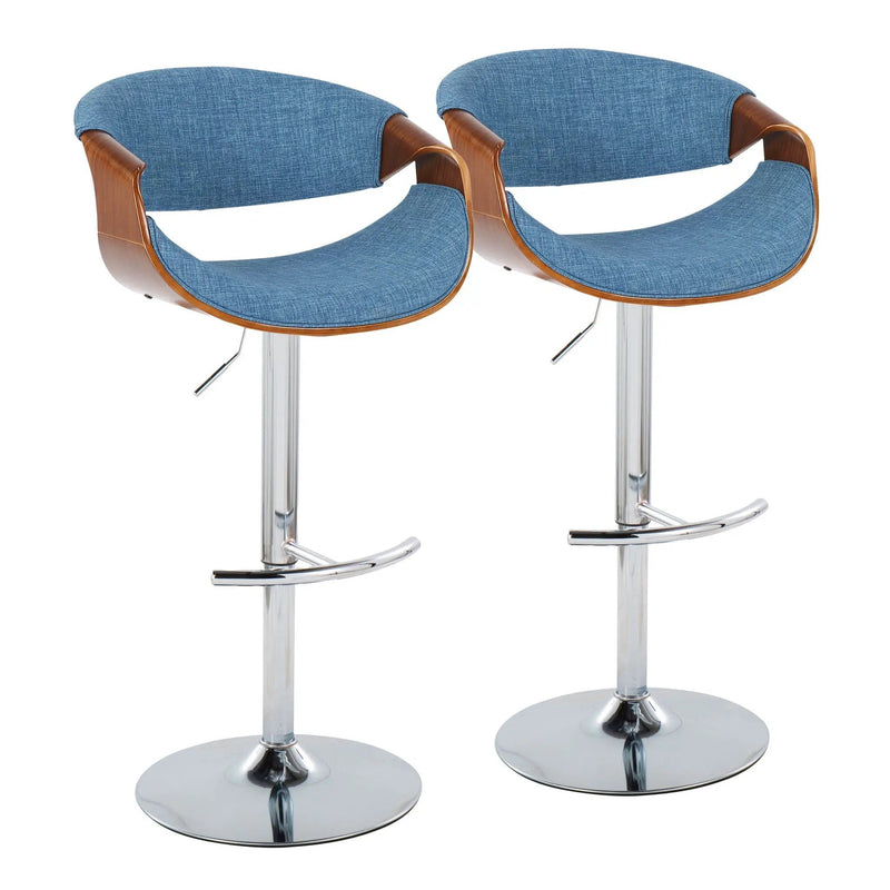 Curvo - Mid Century Modern Adjustable Barstool With Swivel With Rounded T Footrest (Set of 2) by Unique Piece Furniture