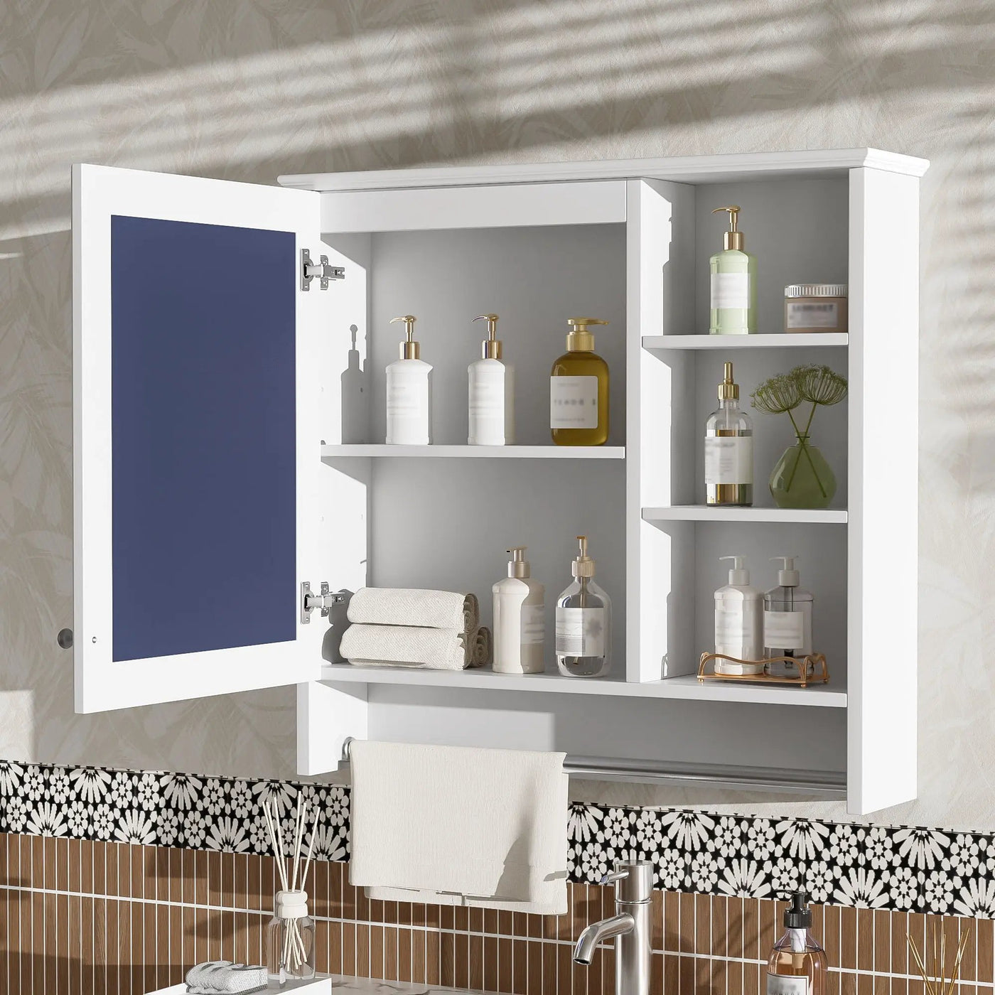 Wall Mount 2 In 1 Mirror Cabinet With Adjustable Shelf, Soft-Closing Hinges by Unique Piece Furniture