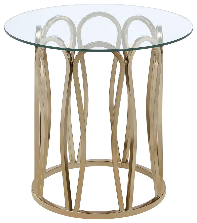 Monett Round Glass Top Side End Table Chocolate Chrome by Unique Piece Furniture