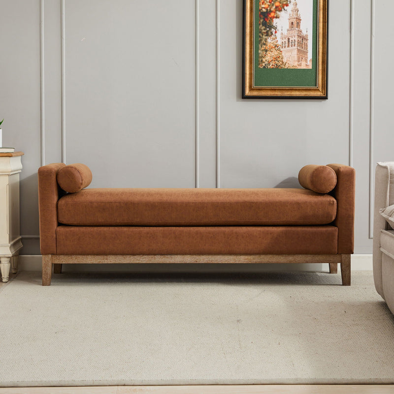 Elegant Upholstered Bench Daybed Ottoman With Bolster Pillows by HouseOfZazla