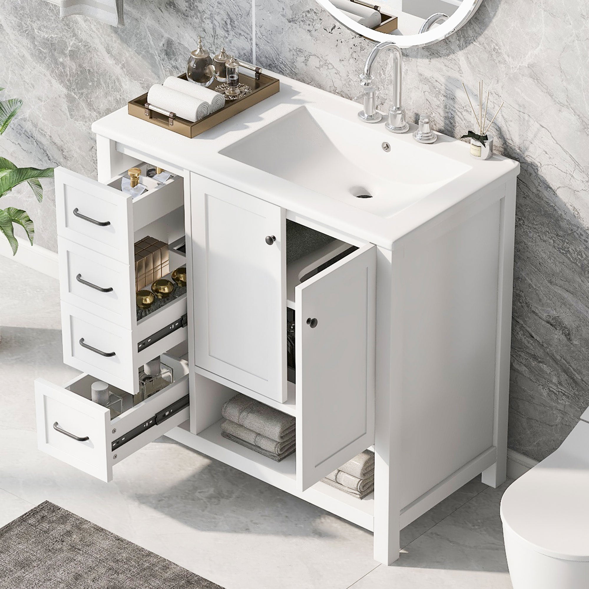 36" Bathroom Vanity with Sink Top and Storage Cabinet by HouseOfZazla