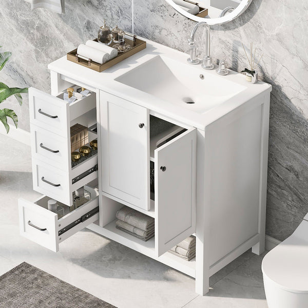 36" Bathroom Vanity with Sink Top and Storage Cabinet