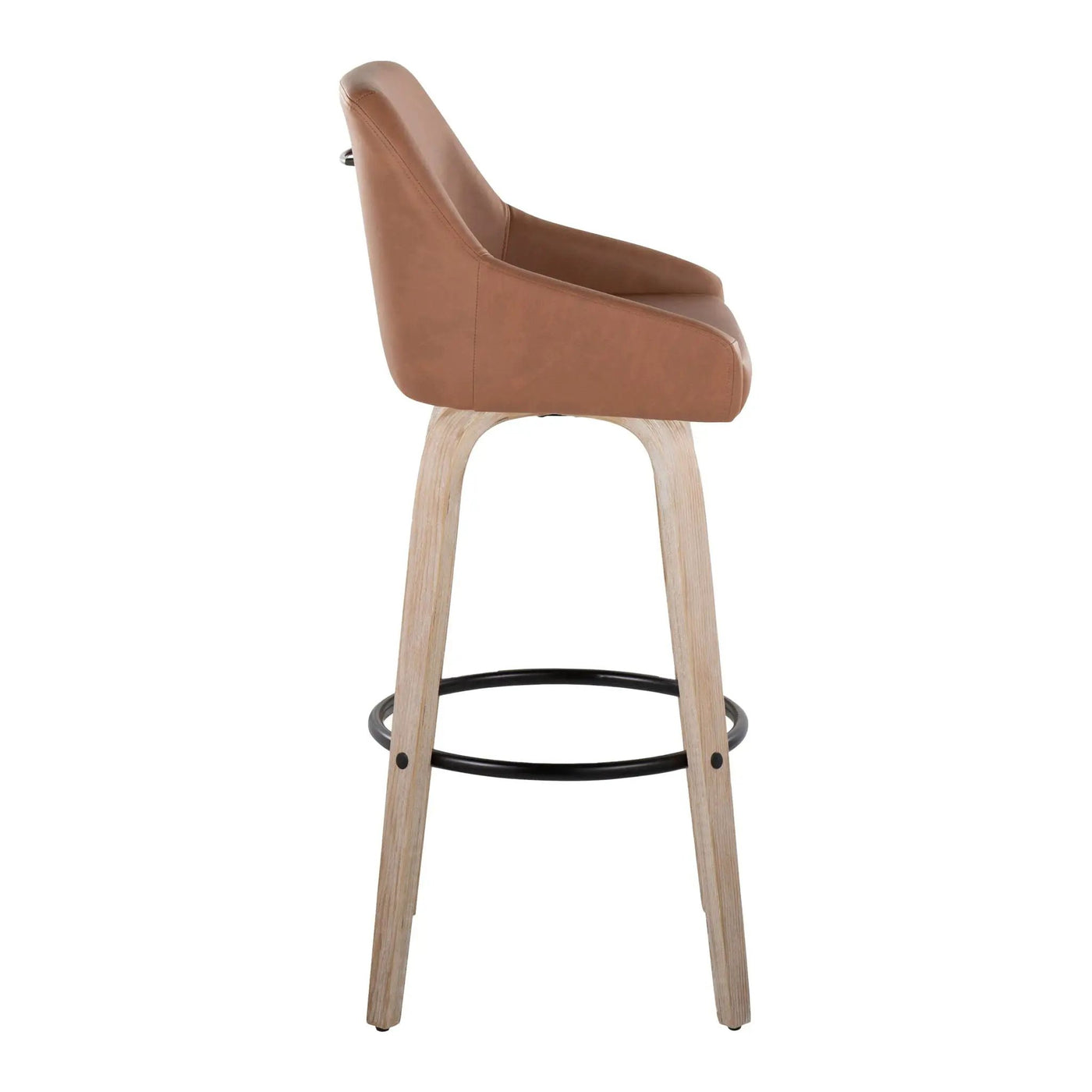 Hannah - Transitional Fixed Height Barstool With Swivel With Round Footrest (Set of 2) by HouseOfZazla