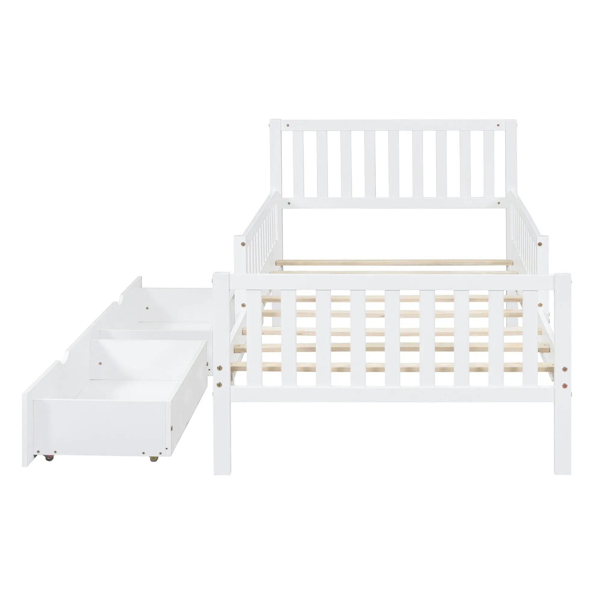 Platform Bed With Guardrails On Both Sides And 2 Storage Drawers by Unique Piece Furniture