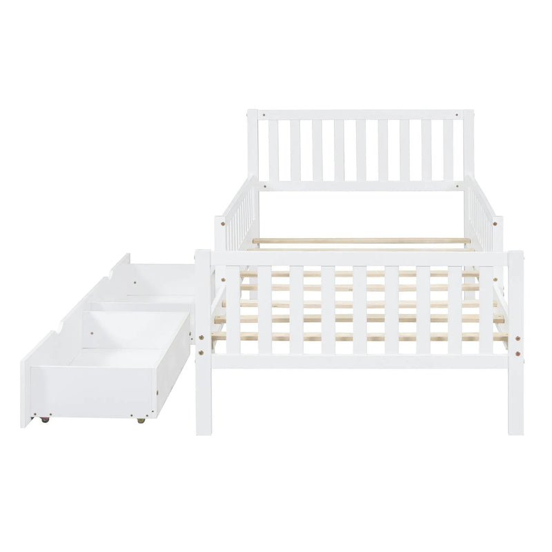 Platform Bed With Guardrails On Both Sides And 2 Storage Drawers by Unique Piece Furniture