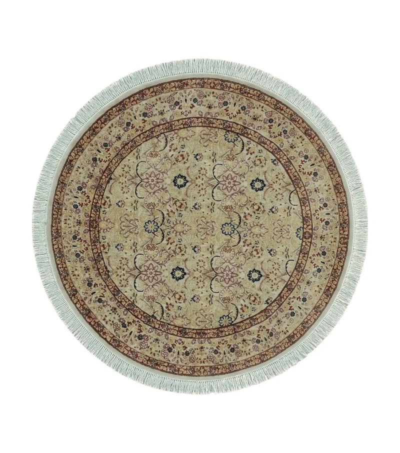 6' Handmade Fine Indian Wool Rug Carpet Round Silk Accent Beauty by Jewel Rugs