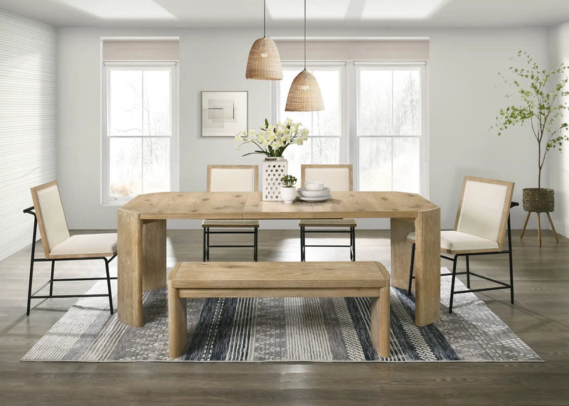 Magnus - 6 Piece Extendable Rectangular Dining Table Set With Dining Bench - Oak by HouseOfZazla