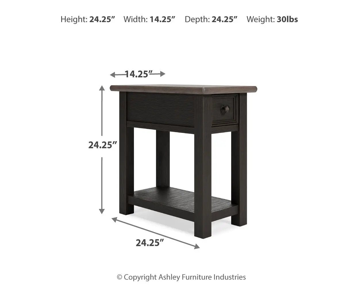 Tyler Creek - Chair Side End Table - Black / Gray by Unique Piece Furniture
