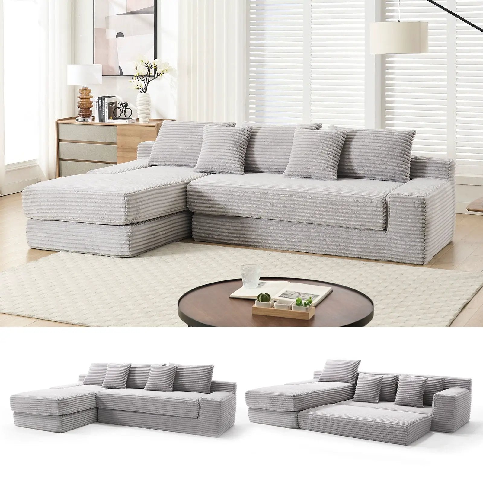 Modern L - Shaped Sectional Couch With Memory Foam by HouseOfZazla
