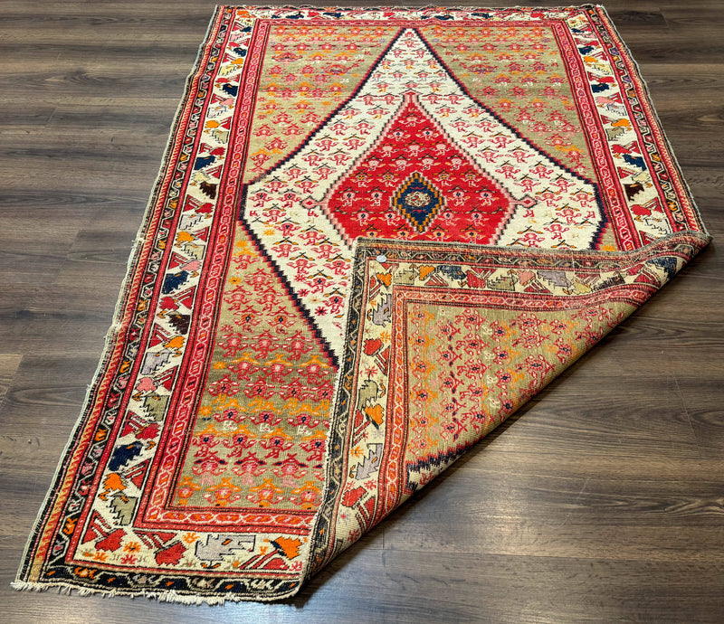 Antique Persian Malayer Rug 4x7, Tribal Senneh Carpet, Geometric, Diamond Design by Jewel Rugs