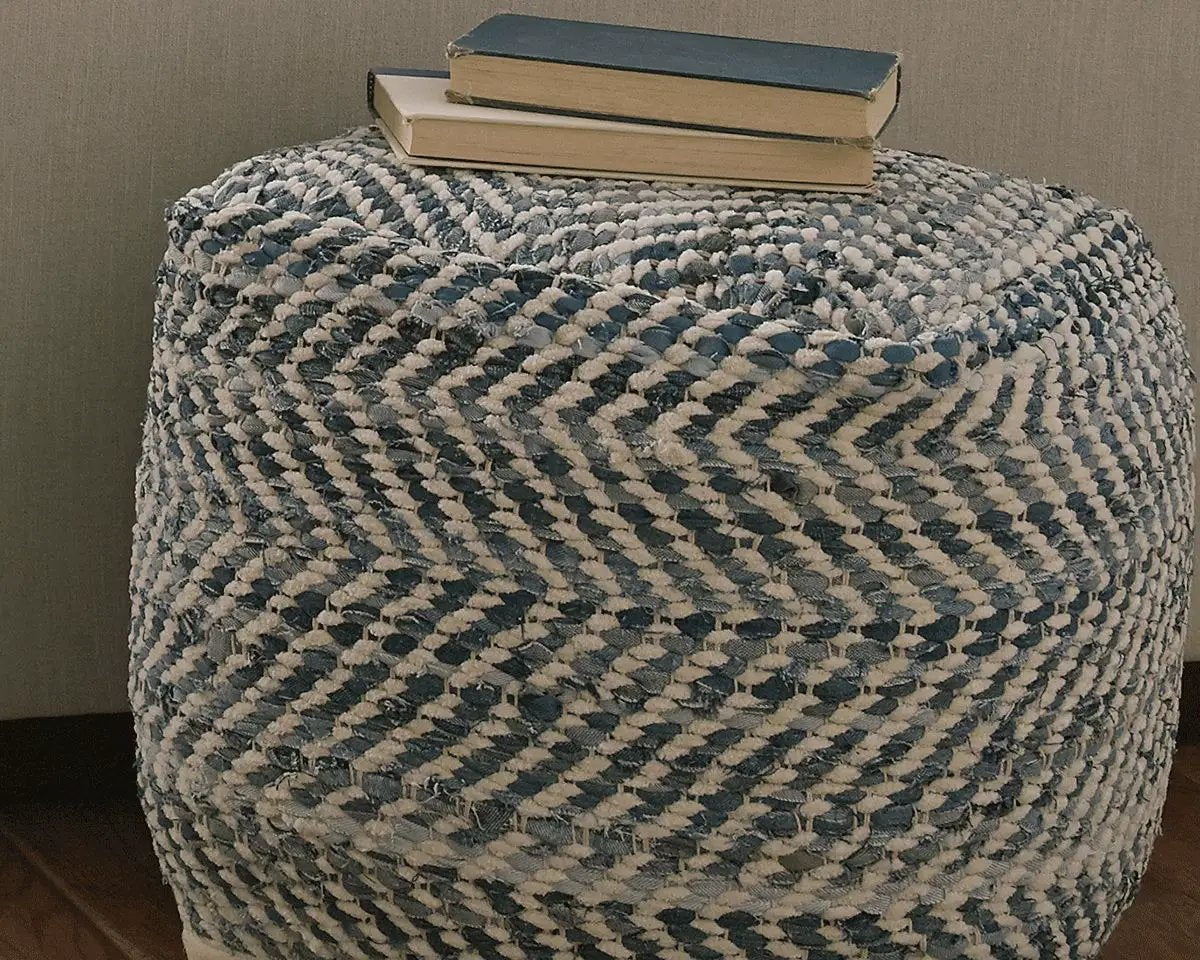 Chevron - Pouf - Blue by Unique Piece Furniture