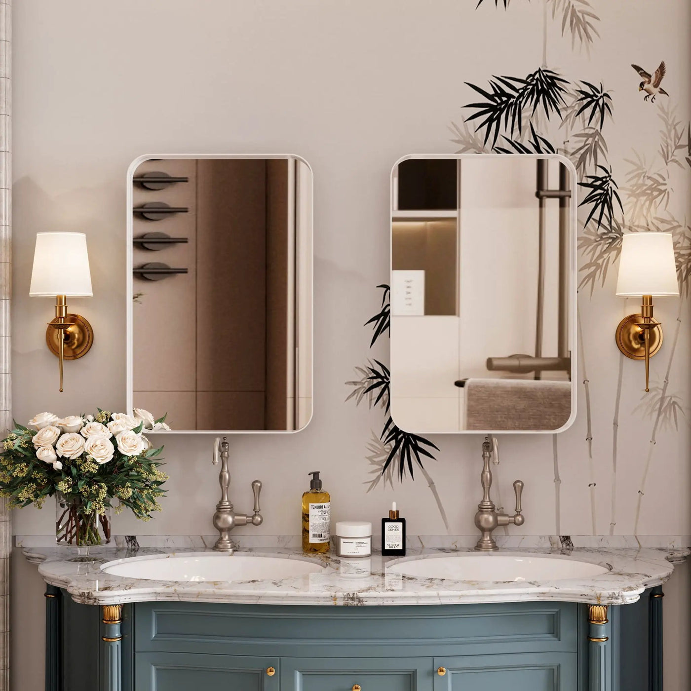 Recessed Metal Framed Medicine Cabinet With Mirror And Adjustable Shelves Wall Mirror With Storage For Bathroom by Unique Piece Furniture