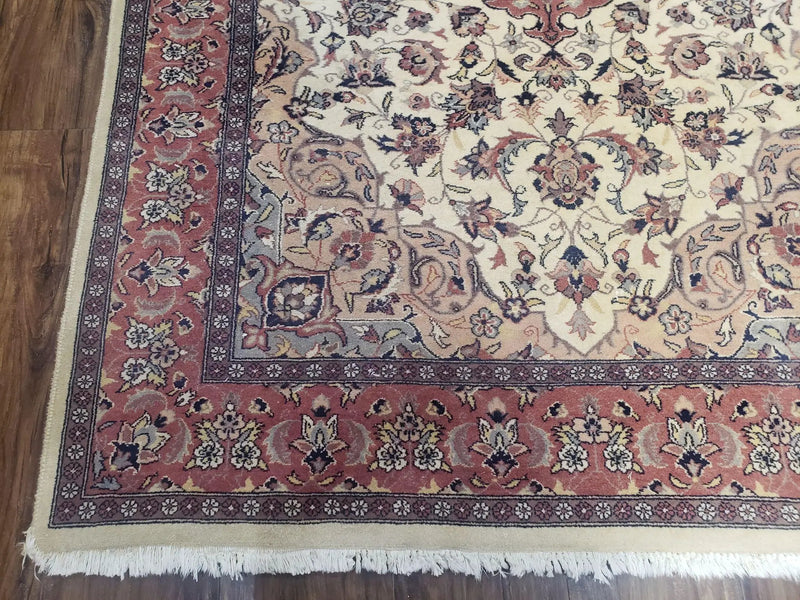 4x6 Handmade Top Quality Pakistani Floral Wool Rug Veg Dyes Carpet Beige Salmon by Jewel Rugs