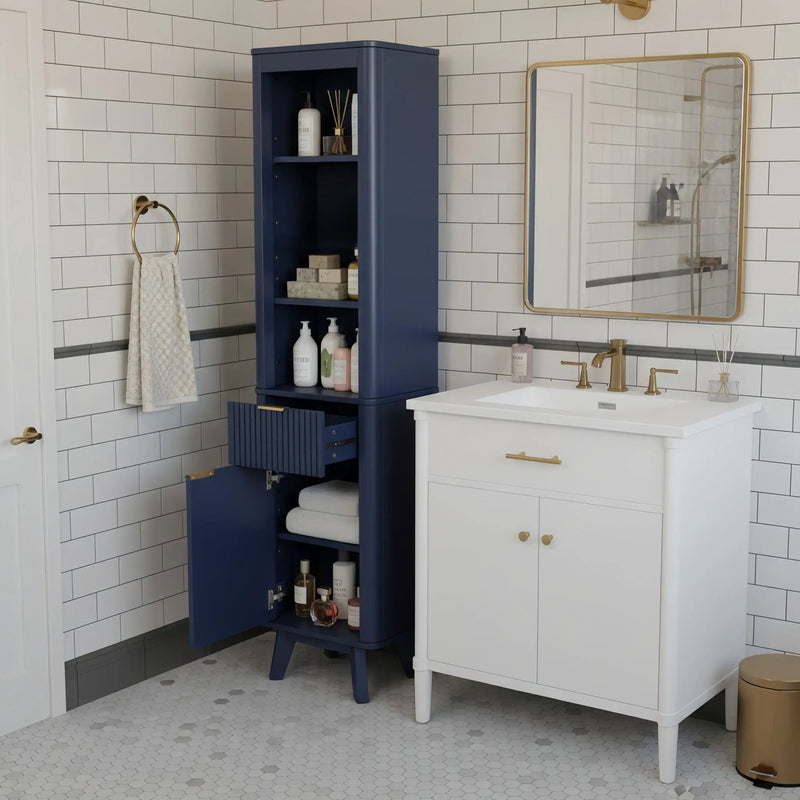 Tall Bathroom Storage Cabinet With Adjustable Shelves And 1 Drawer & Door by HouseOfZazla